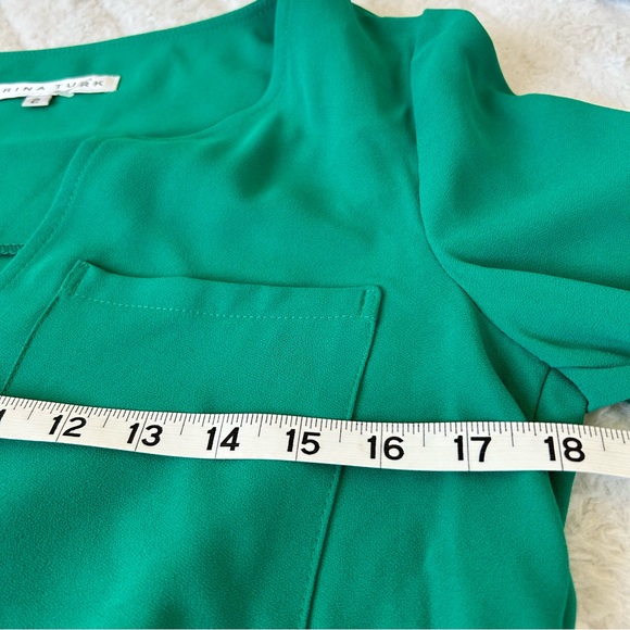 Trina Turk Wynn Crepe Sheath Dress Women Size 2 Jade Green 3/4 Sleeve NWOT Party - Picture 11 of 16
